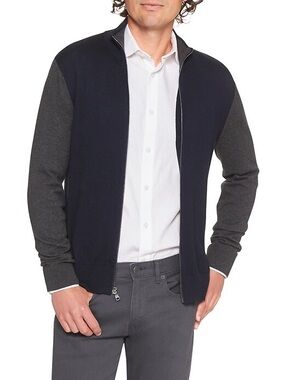 Banana Republic Luxe Knit Zip Up Two Tone Men’s Jacket Sweater Size Medium